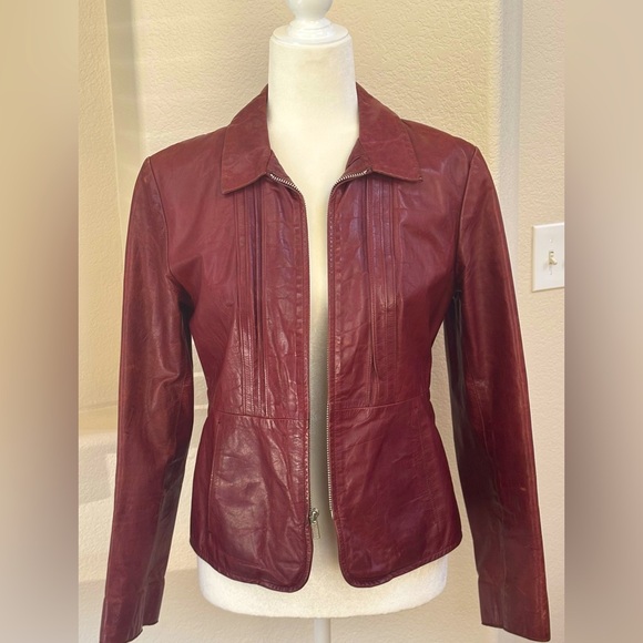 Banana Republic Jackets & Blazers - Burgundy Banana Republic LeatherJacket Size 6